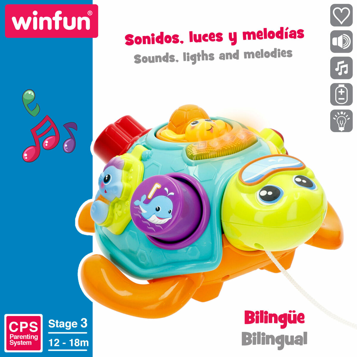 Pull-along toy Winfun 23 x 12 x 23 cm Tortoise Multicolour (2 Units)