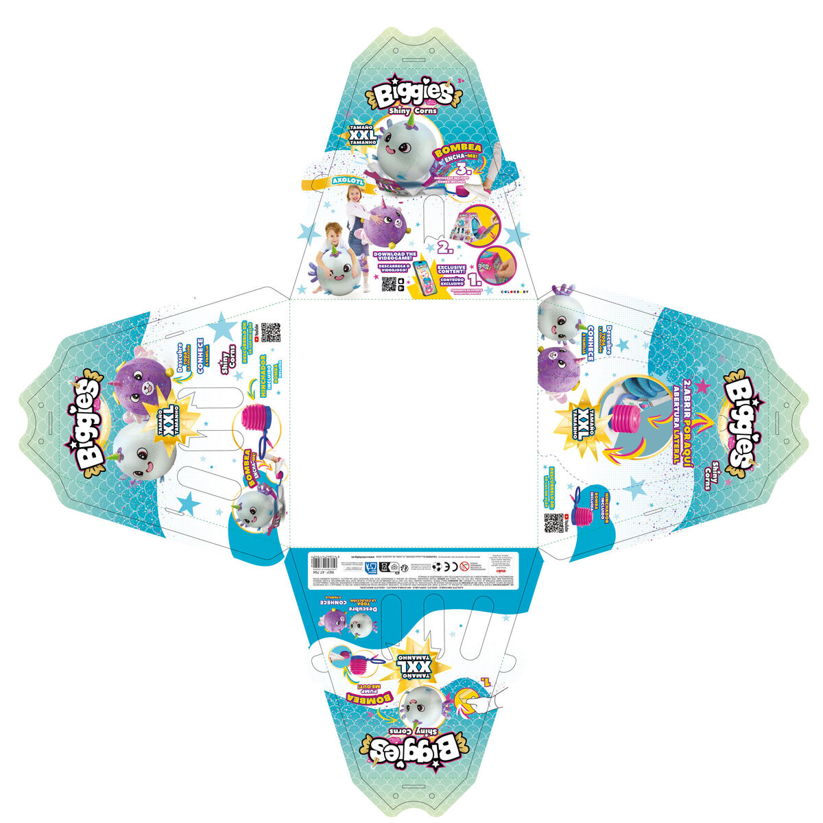 Fluffy toy Eolo Celeste Plush Plastic 45 x 45 x 45 cm Inflatable (4 Units)