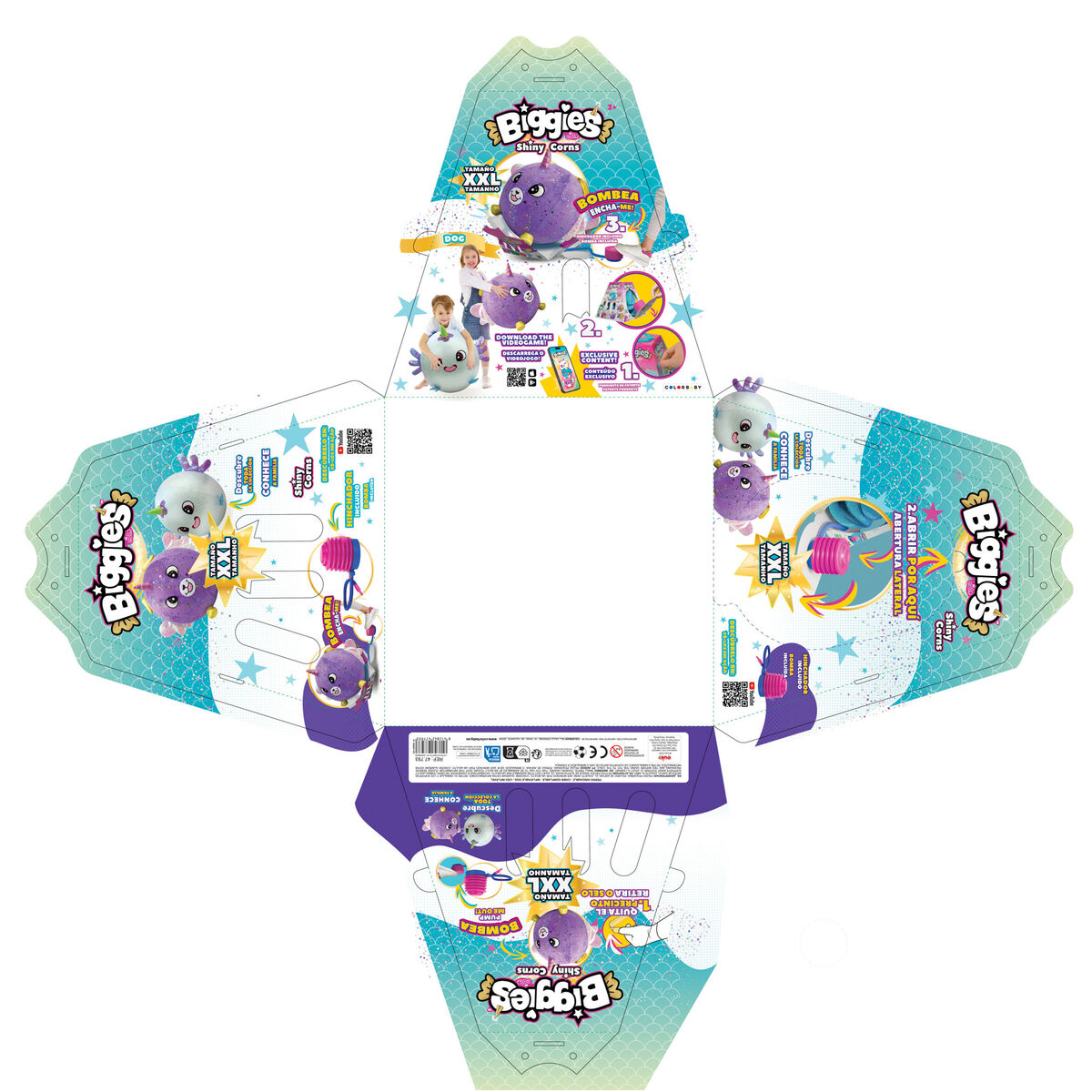 Fluffy toy Eolo Purple Plush Plastic 45 x 45 x 45 cm Inflatable (4 Units)