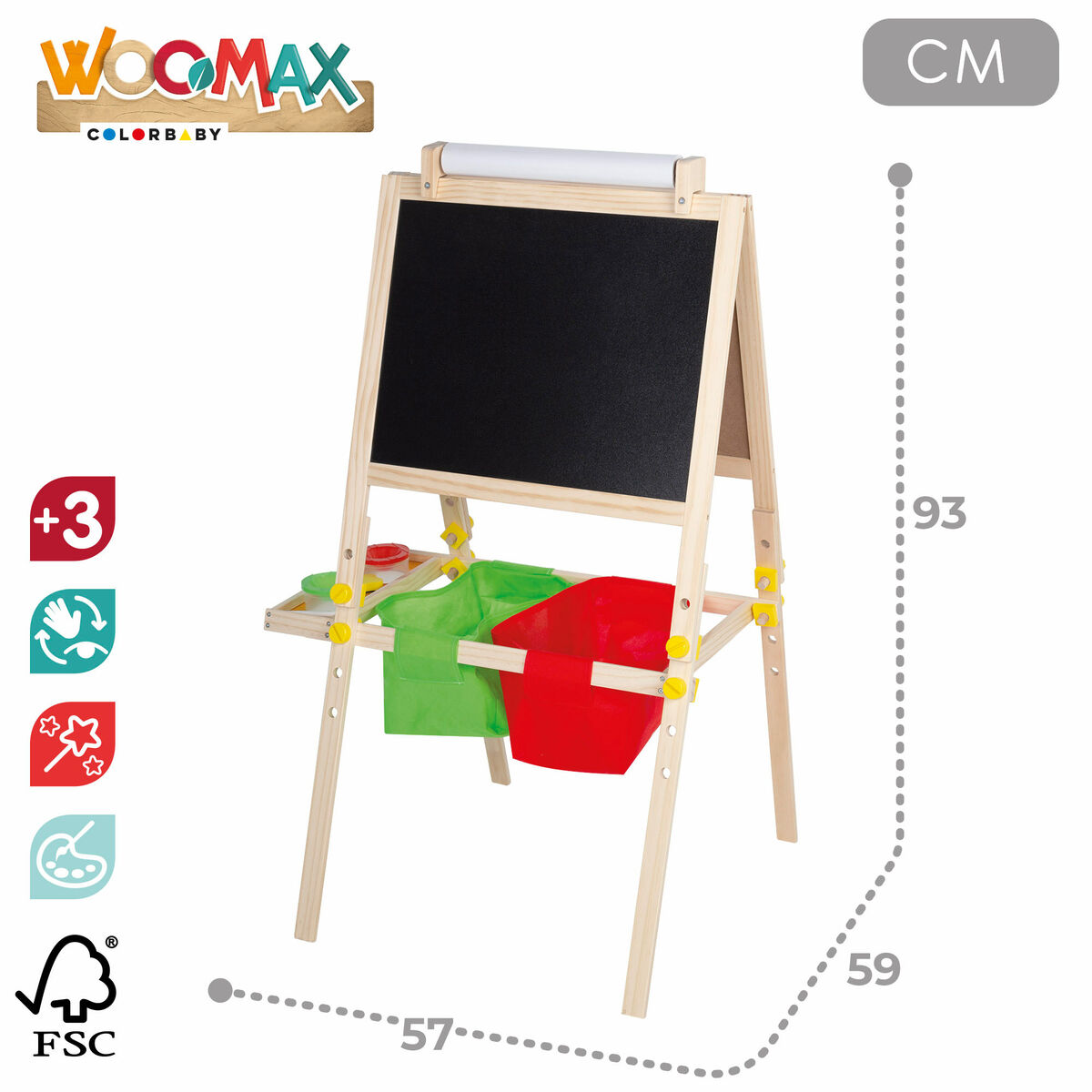 Double-sided Slate Colorbaby 57 x 93 x 59 cm 2 Units