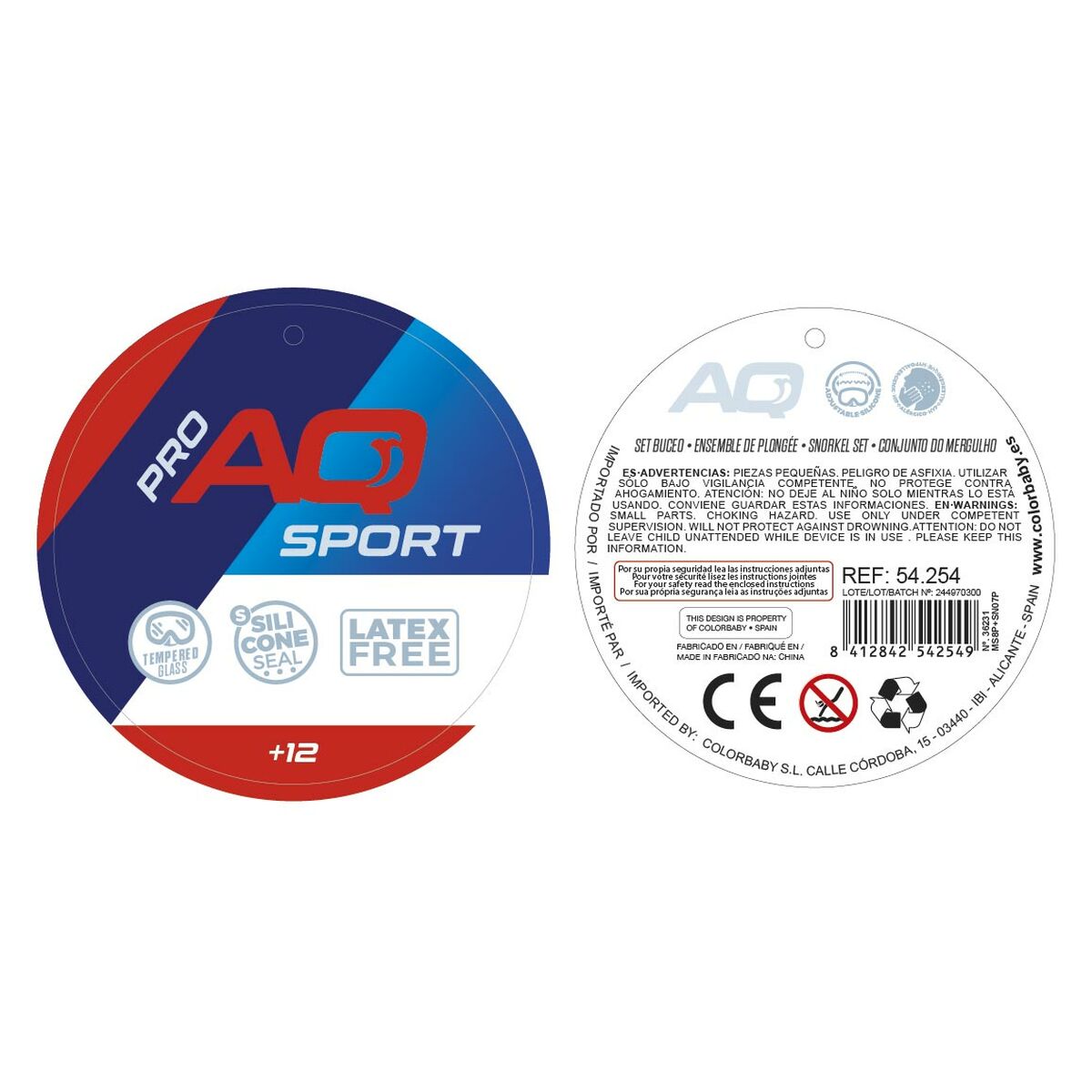 Snorkel Goggles and Tube AquaSport Blue Red (6 Units)