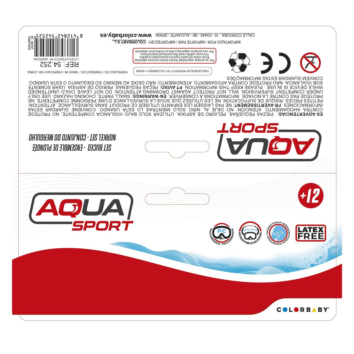 Snorkel Goggles and Tube AquaSport Blue (6 Units)