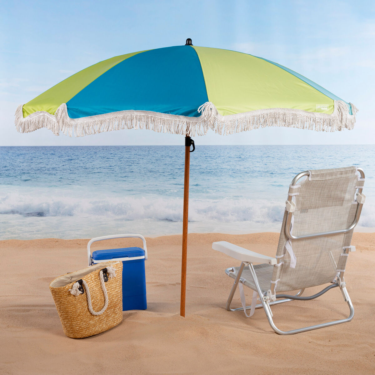 Beach parasol Aktive Multicolour 180 x 187 x 180 cm (4 Units)