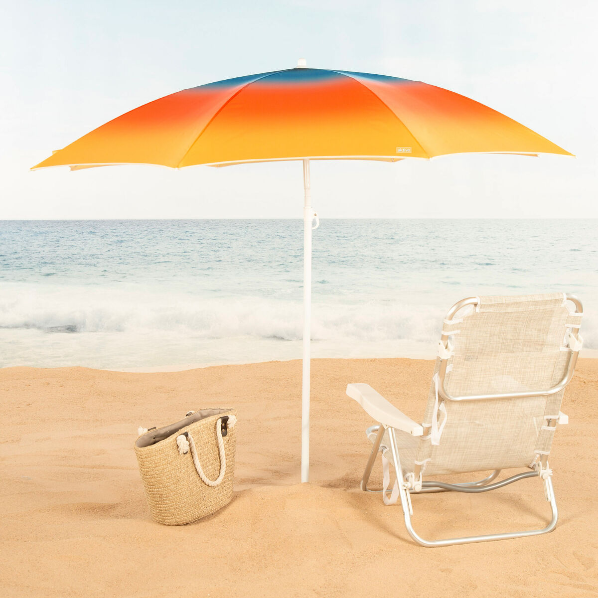 Beach parasol Aktive Multicolour 180 x 195 x 180 cm (6 Units)