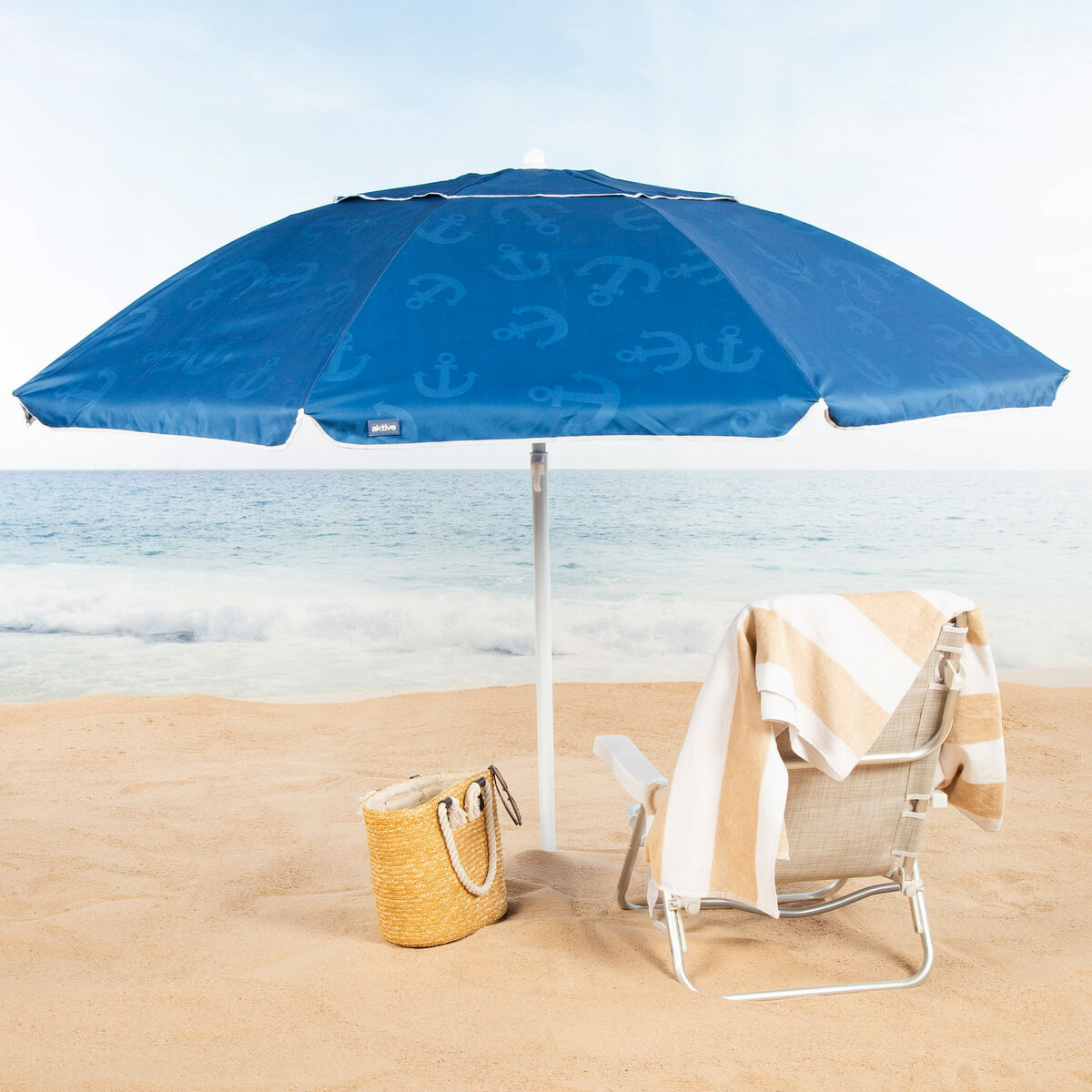 Beach parasol Aktive Blue 220 x 210 x 220 cm (6 Units)