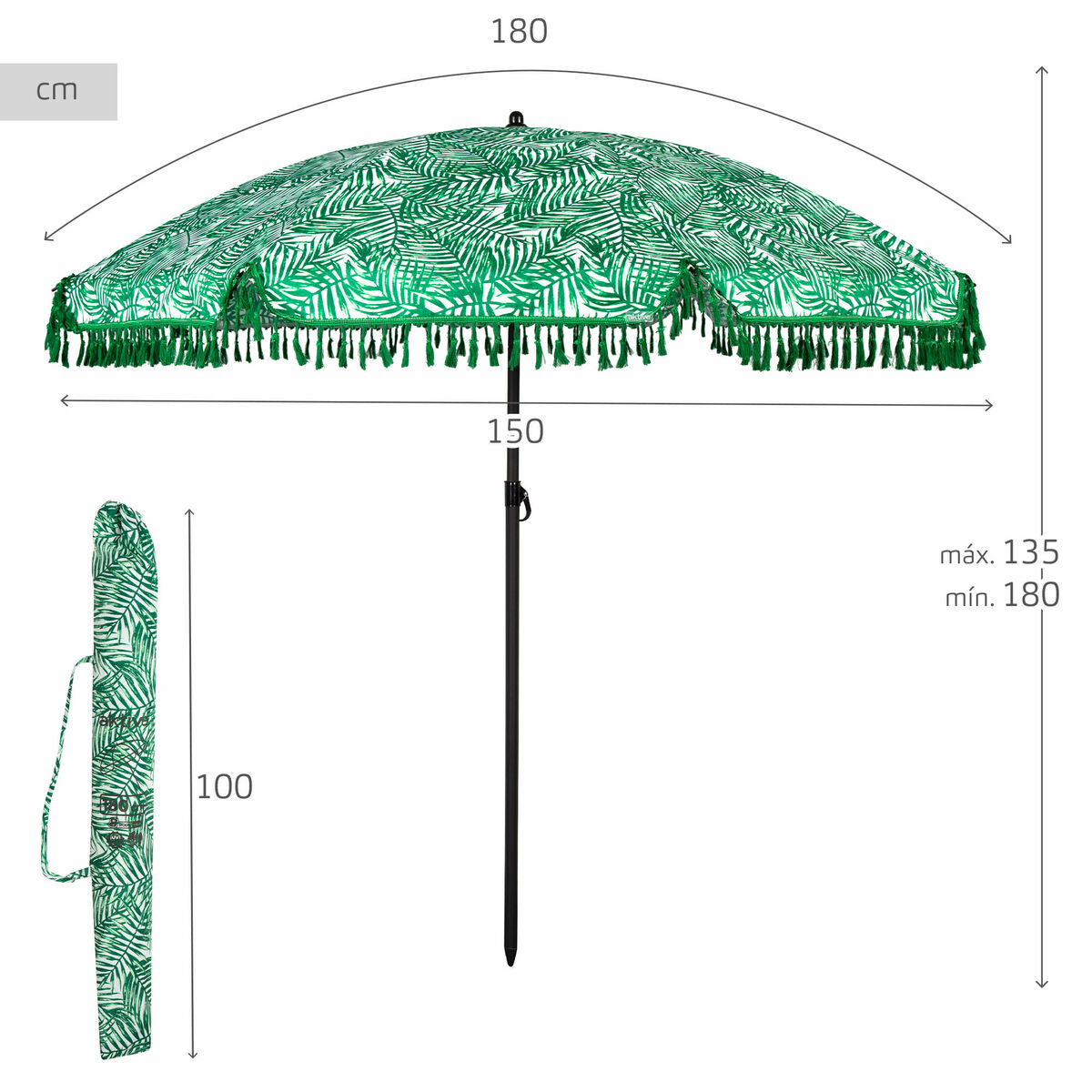 Beach parasol Aktive  180 cm 180 x 180 x 180 cm (6 Units)