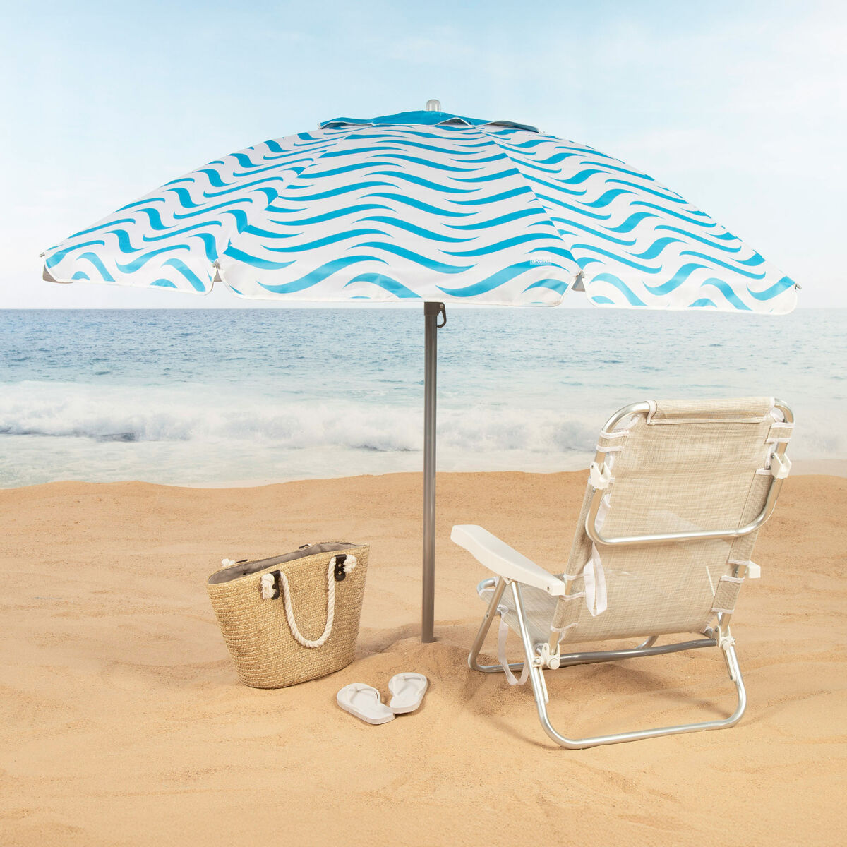 Beach parasol Aktive Blue  200 cm 200 x 190 x 200 cm (6 Units)