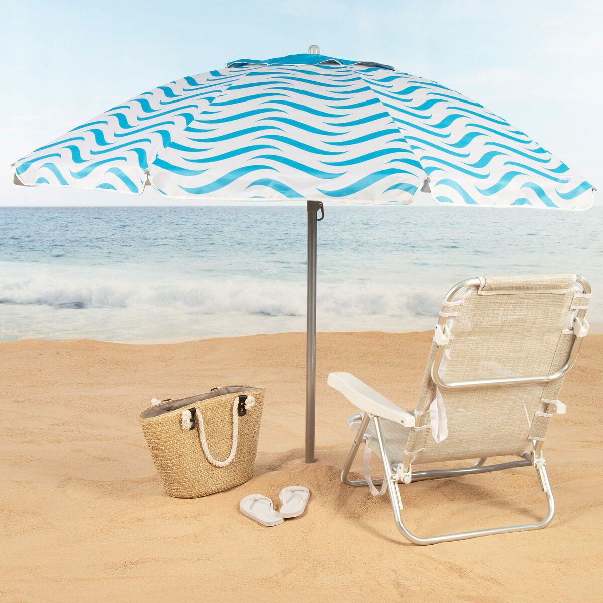 Beach parasol Aktive Blue  220 cm 220 x 200 x 220 cm (6 Units)