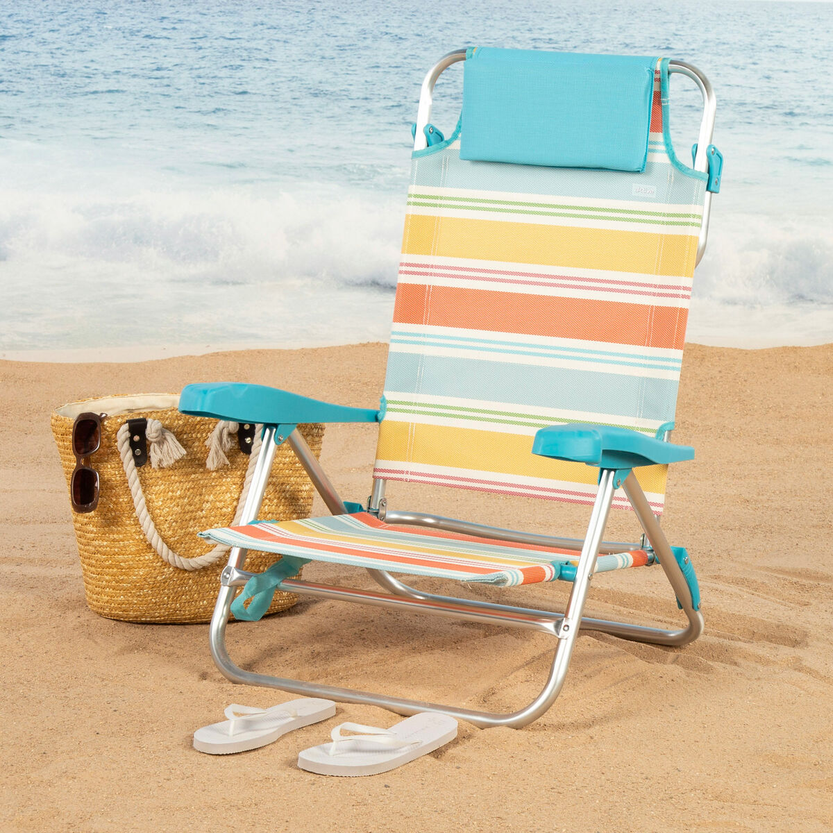 Beach Chair Aktive Multicolour 48 x 90 x 60 cm (2 Units)