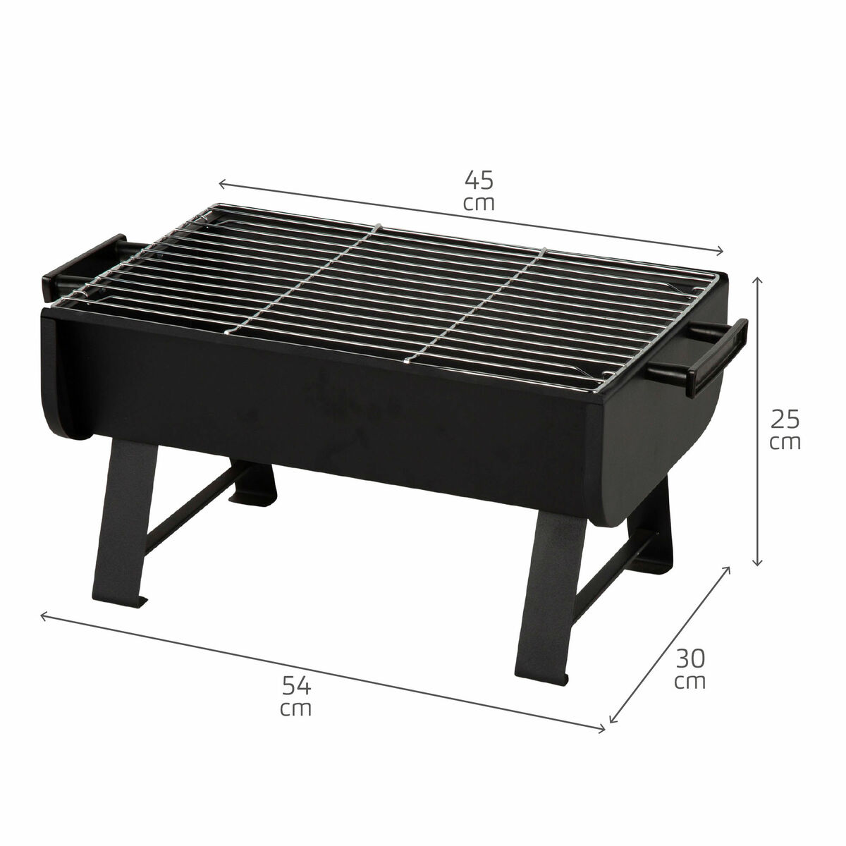 Barbecue Portable Aktive Steel 45 x 25 x 30 cm Black (2 Units)