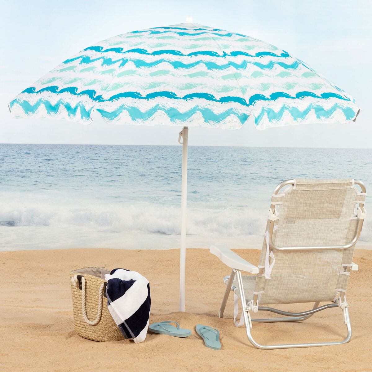 Beach parasol Aktive Silver 200 x 200 x 200 cm (4 Units)