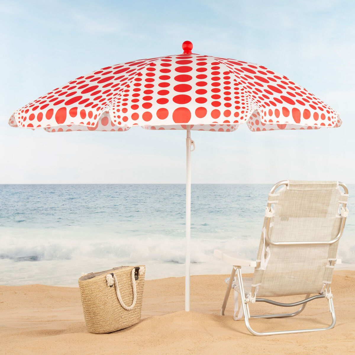 Beach parasol Aktive Red 200 x 205 x 200 cm (6 Units)