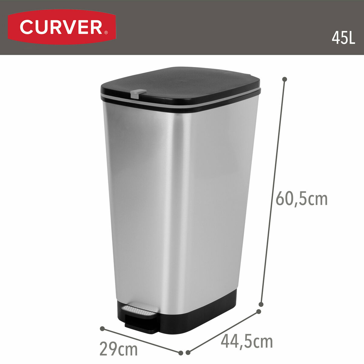 Waste bin Curver Grey Plastic 45 L (3 Units)