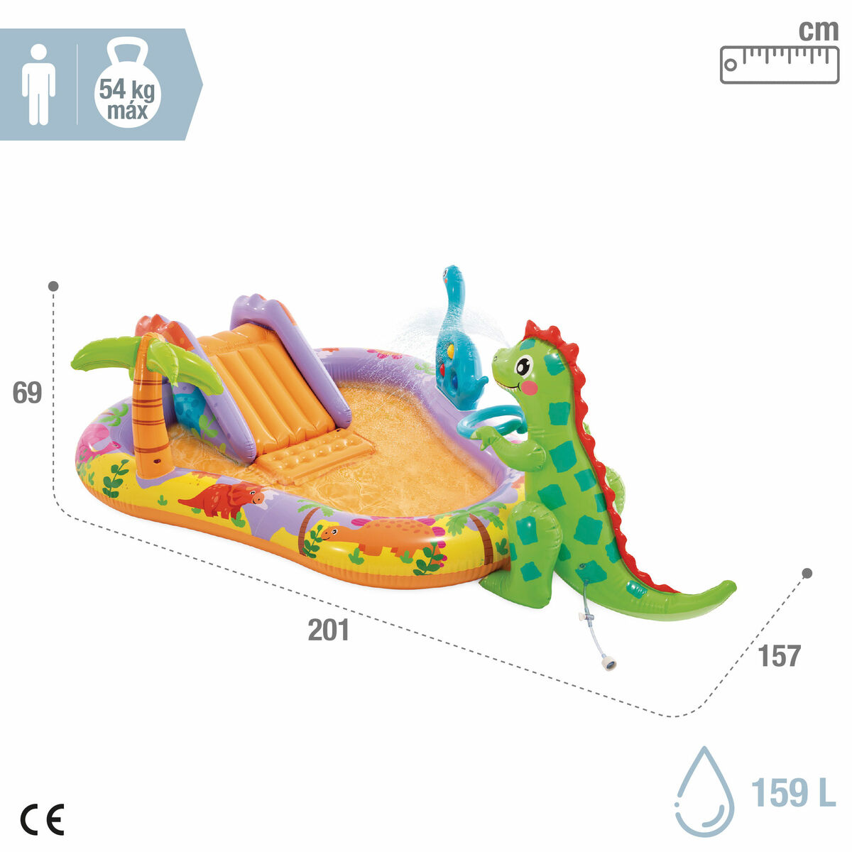 Inflatable Paddling Pool for Children Intex 201 x 69 x 157 cm (3 Units)
