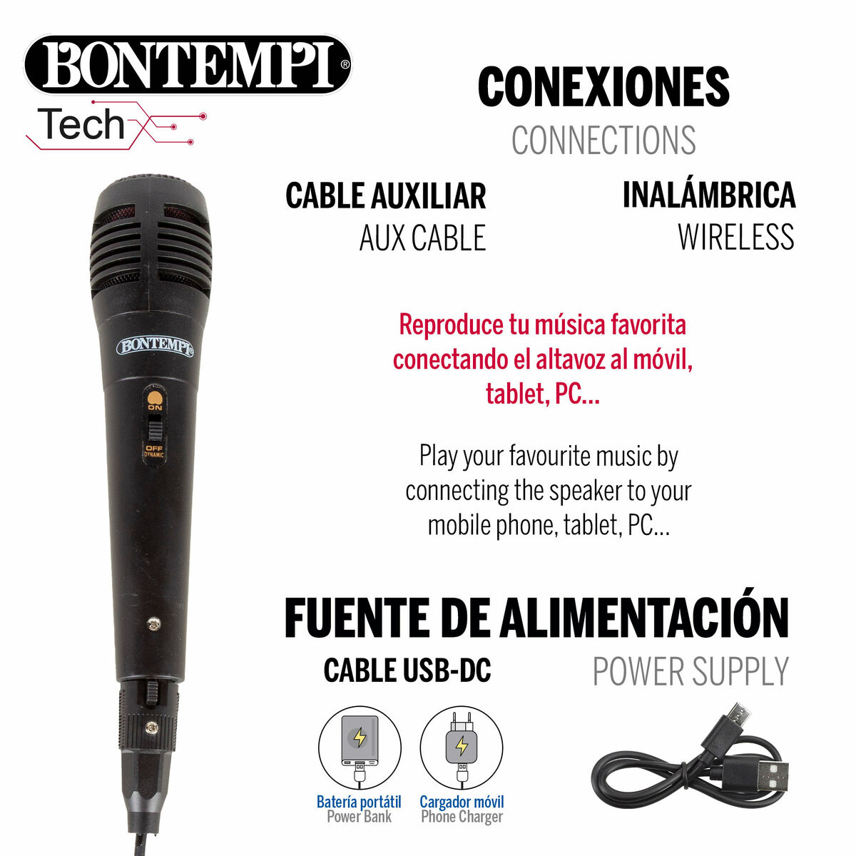 Speaker with Karaoke Microphone Bontempi Plastic 16 x 38 x 16 cm (2 Units)