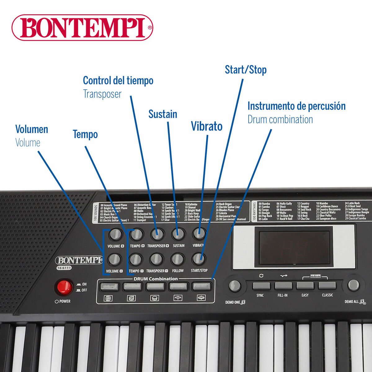 Electric Piano Bontempi 75 x 20 x 22 cm (2 Units)