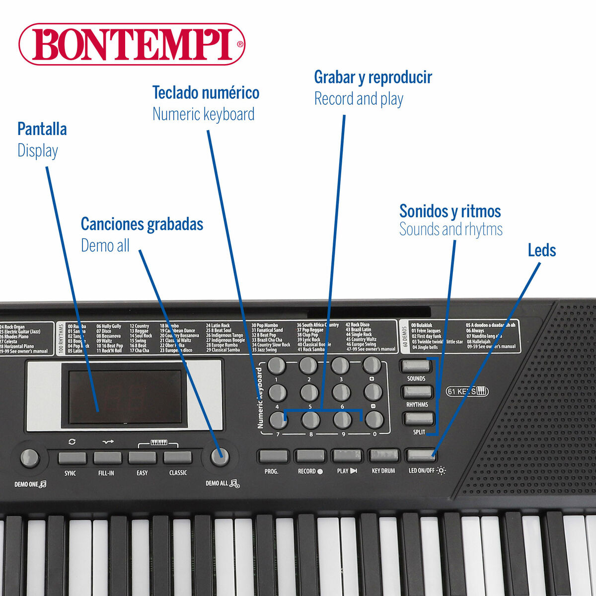 Electric Piano Bontempi 75 x 20 x 22 cm (2 Units)