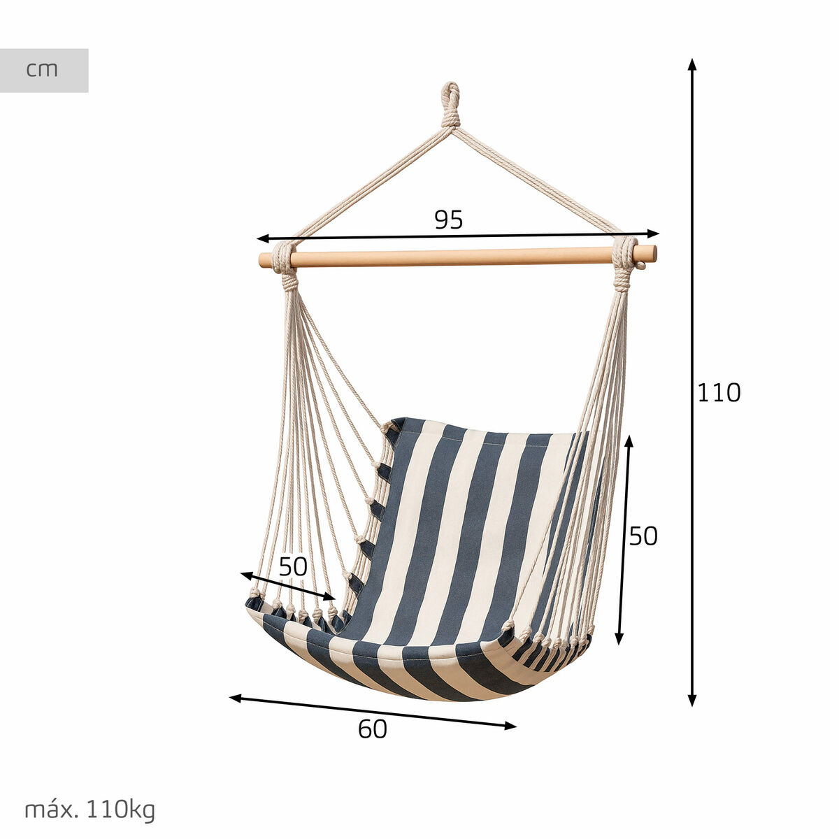 Hanging Hammock Aktive 95 X 110 X 50 CM (2 Units)