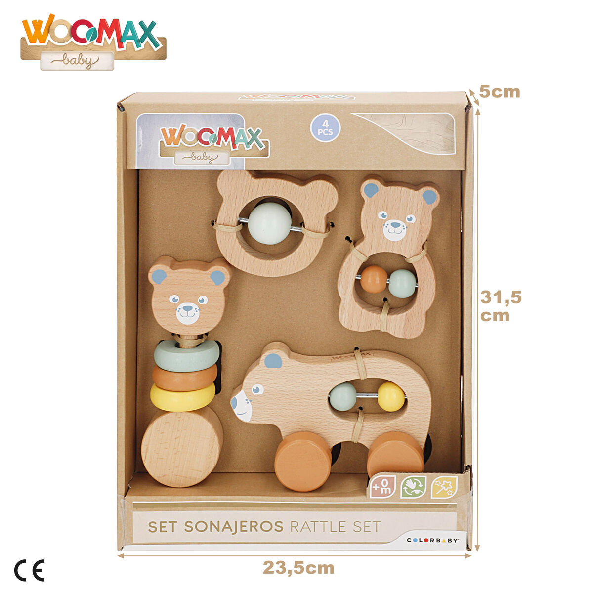 Set of rattles Woomax 13,5 X 9,5 X 4,5 CM (4 Units)