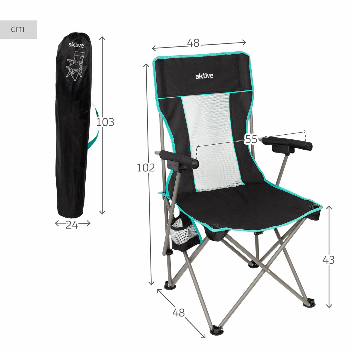 Folding Chair Aktive 48 X 102 X 48 CM (2 Units)
