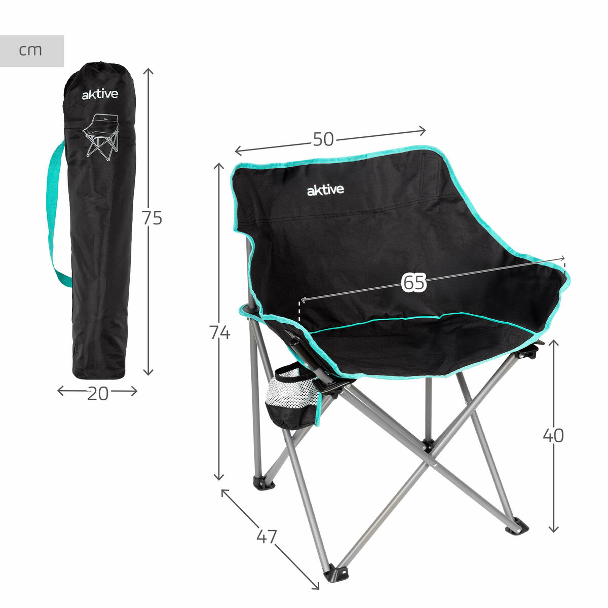 Folding Chair Aktive 50 X 74 X 47 CM (2 Units)