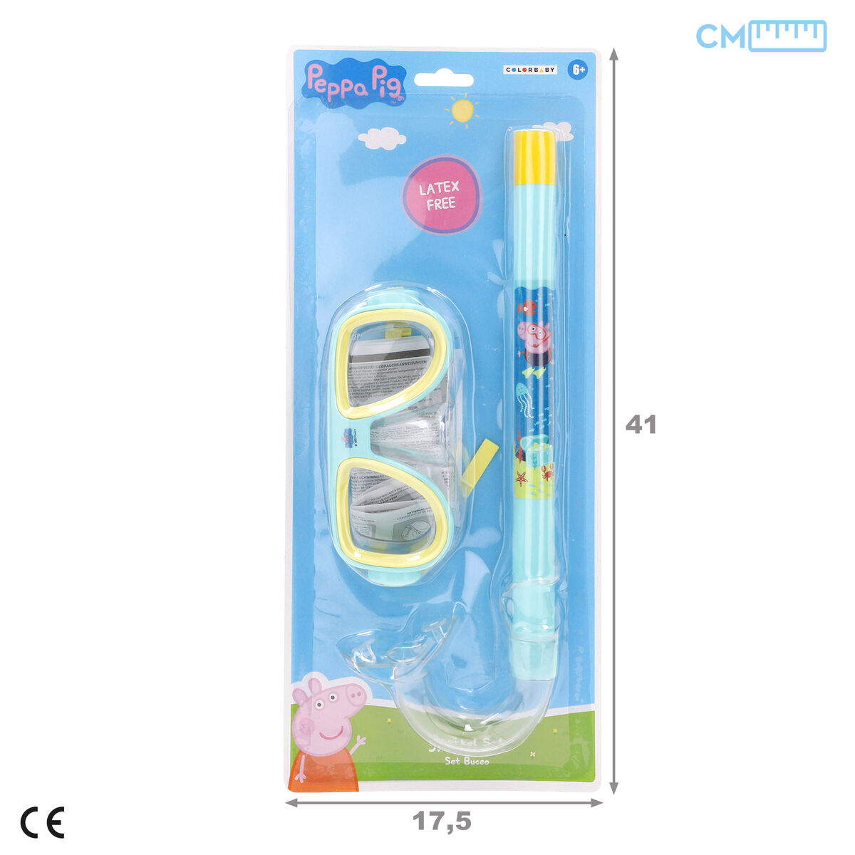 Snorkel Goggles and Tube for Children Peppa Pig (12 Units)