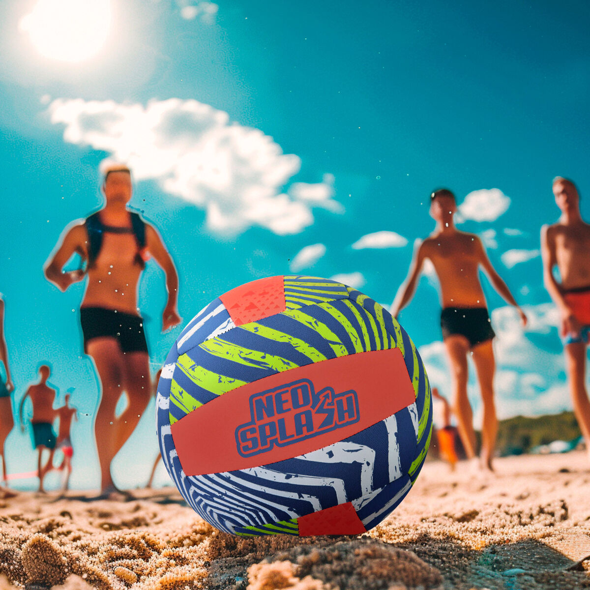 Volleyball Ball Aktive Neo Splash Yellow Blue Orange Neoprene (24 Units)