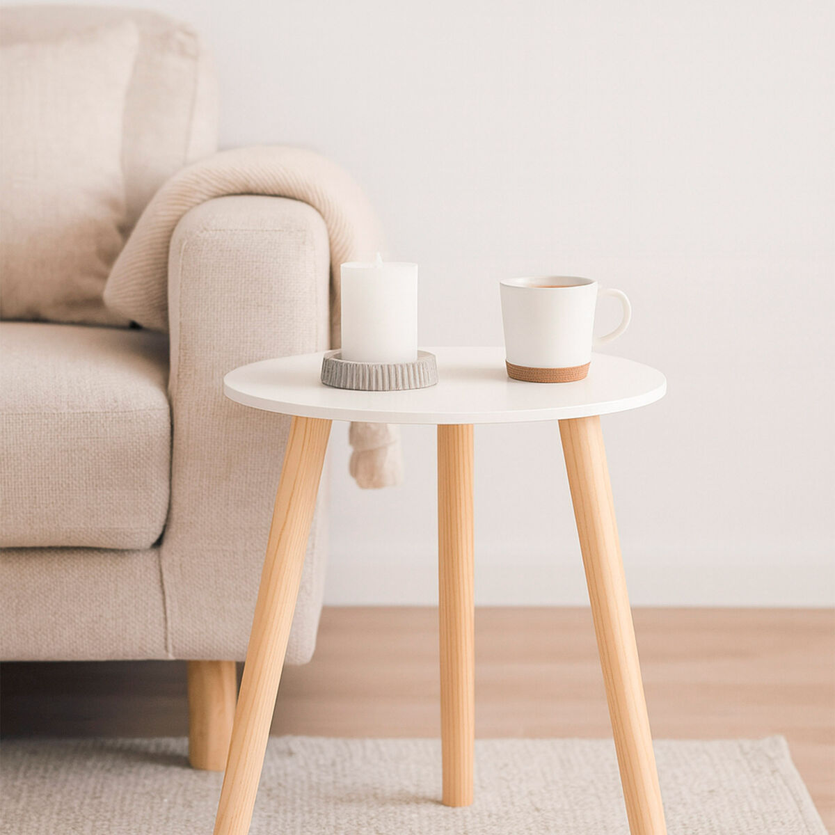 Side table Max Home White 35 x 40 x 35 cm (6 Units)