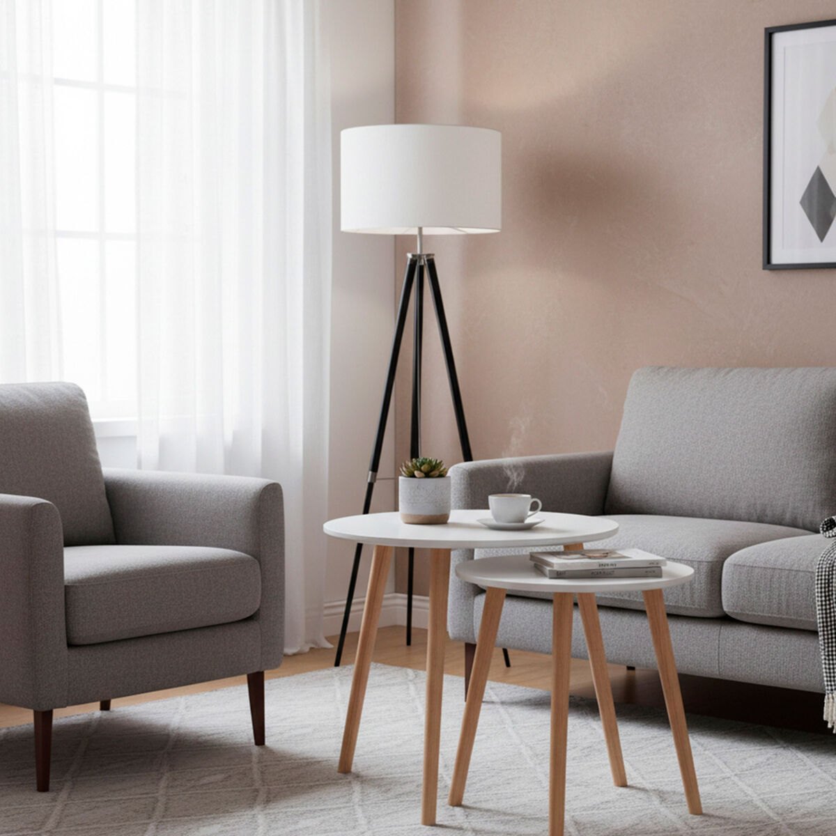 Set of 2 tables Max Home White 50 x 50 x 50 cm (2 Units)