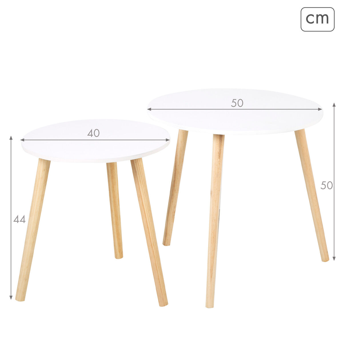 Set of 2 tables Max Home White 50 x 50 x 50 cm (2 Units)
