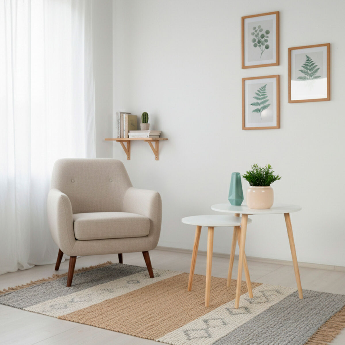 Set of 2 tables Max Home White 50 x 50 x 50 cm (2 Units)