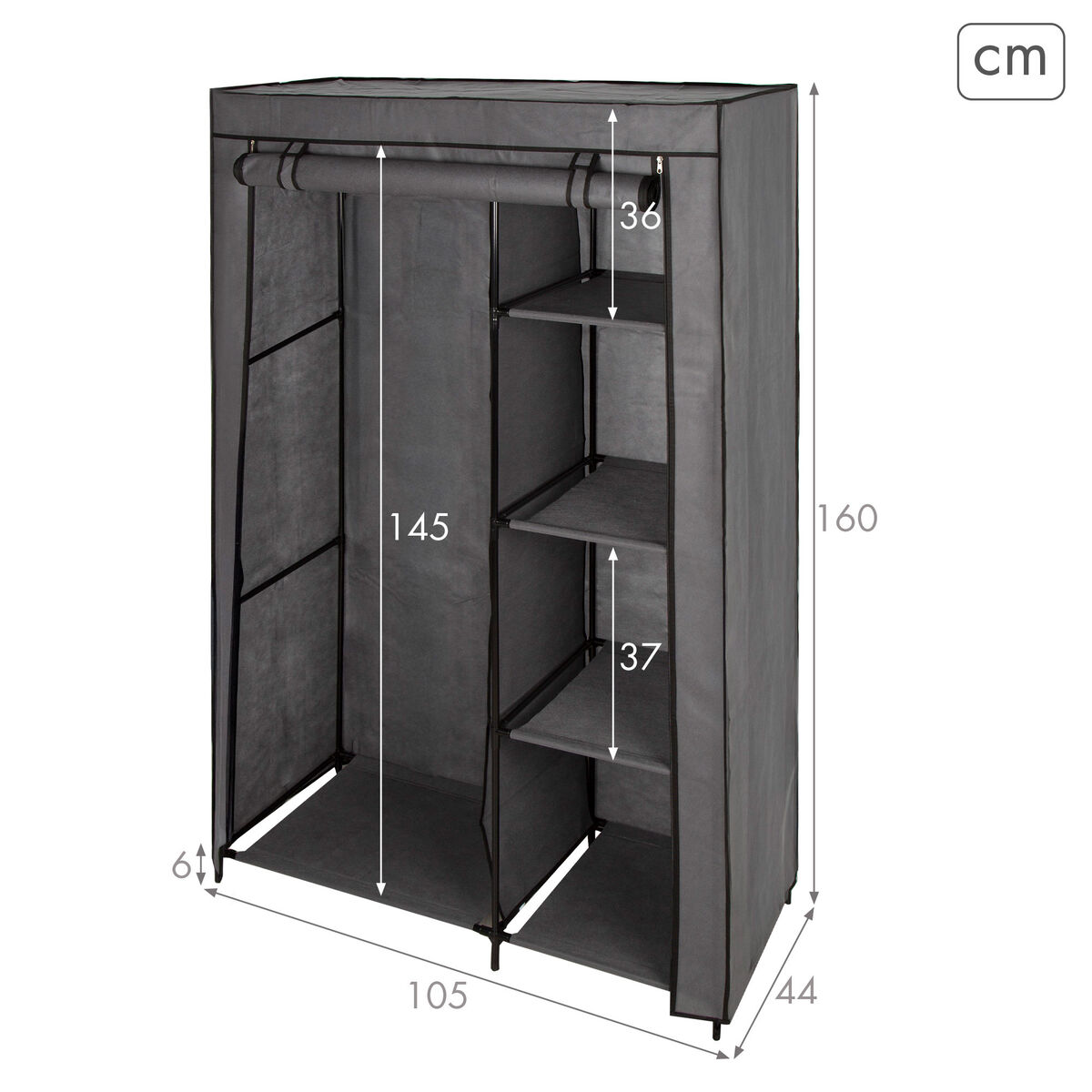 Wardrobe Max Home Dark grey 105 X 160 X 44 CM 2 Units