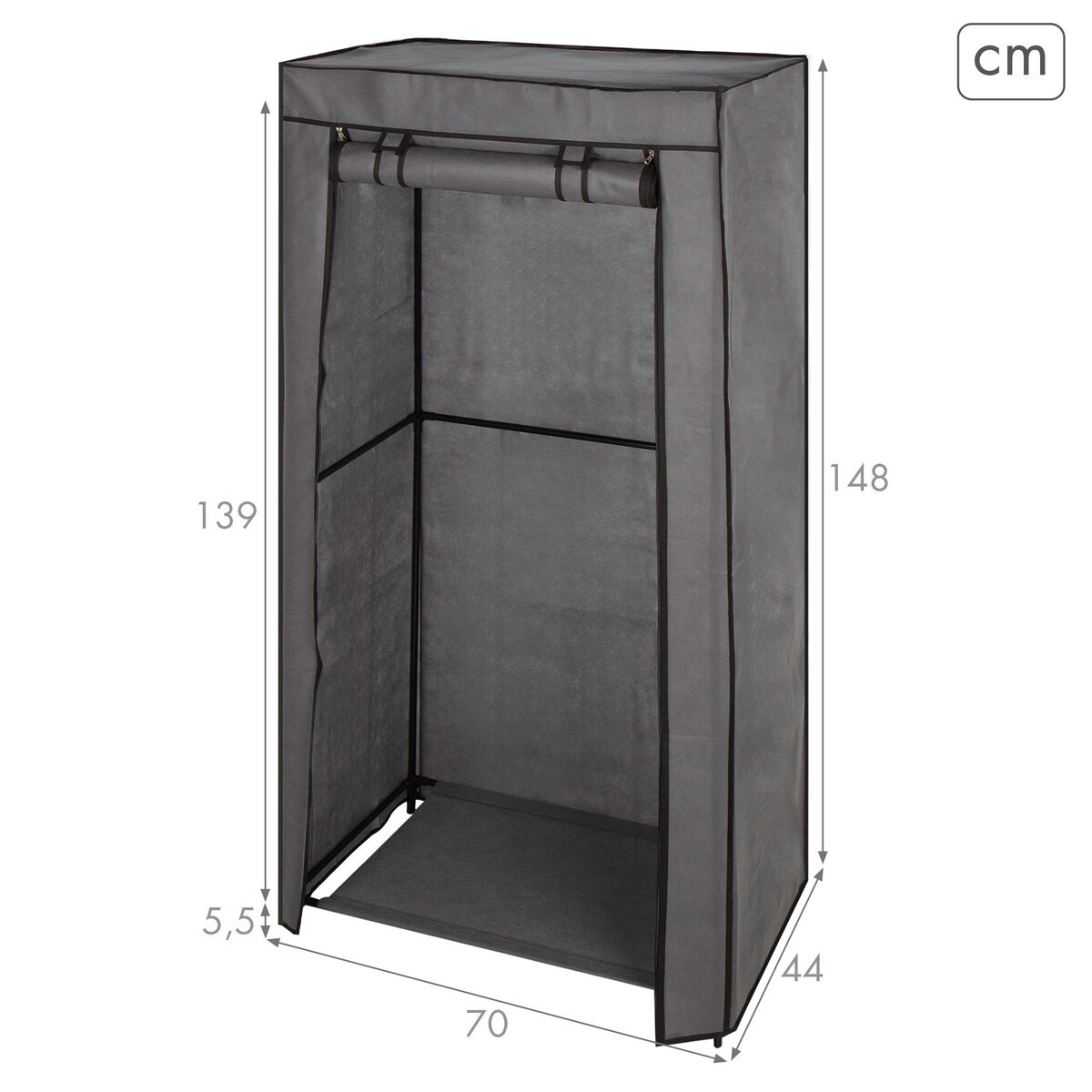 Wardrobe Max Home Dark grey 70 X 148 X 44 CM 4 Units
