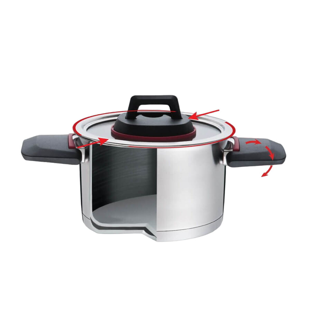 Casserole with Lid Feel Maestro  MR-3530-20 Red Black Steel Stainless steel Plastic  20 cm 3,2 L