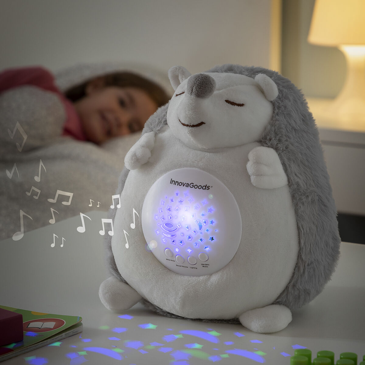 Hedgehog Soft Toy with White Noise and Nightlight Projector Spikey InnovaGoods Hedgehog Soft Toy with White Noise and Nightlight Projector Spikey InnovaGoods