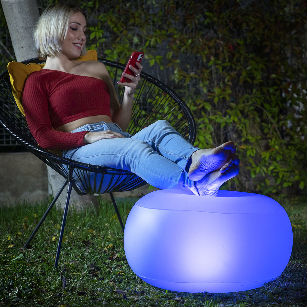 Inflatable Seat with Multicolour LED and Remote Control Pulight InnovaGoods Inflatable Seat with Multicolour LED and Remote Control Pulight InnovaGoods