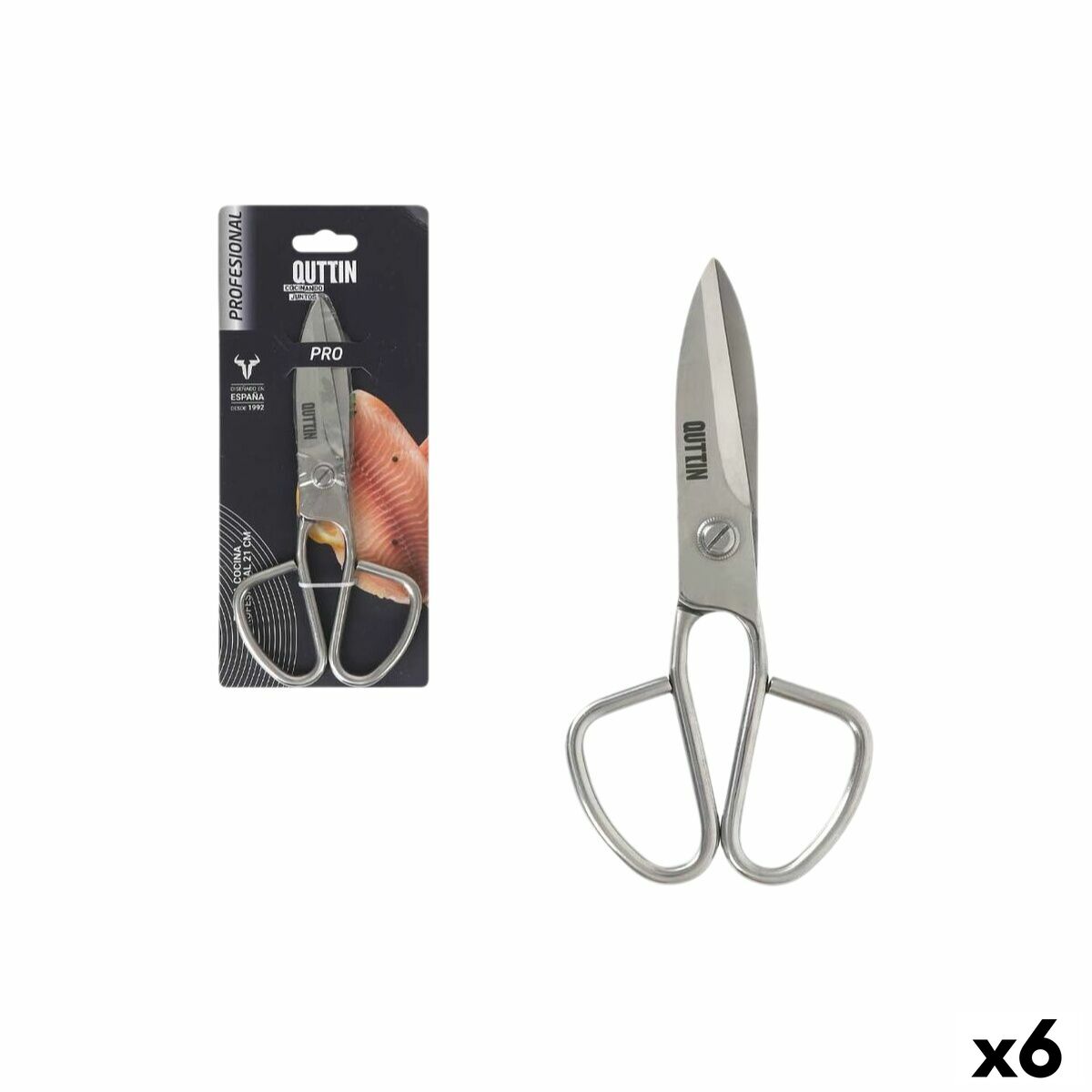 Kitchen Scissors Quttin Pro 21 cm (6 Units)