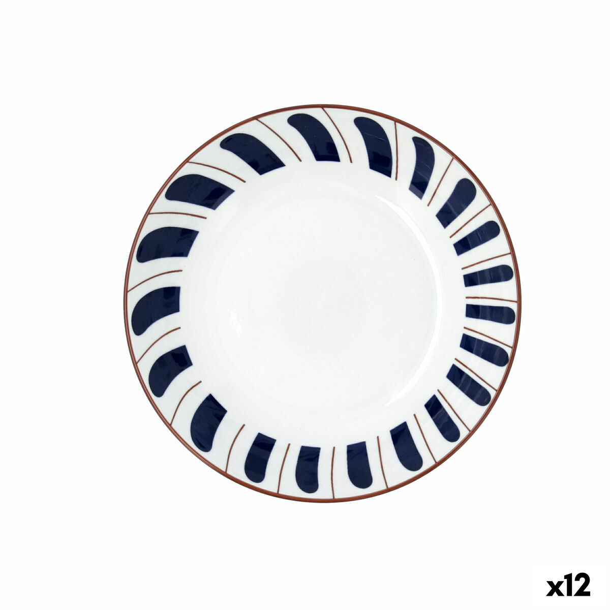 Deep Plate Bidasoa Oceanika Blue Ceramic  20 cm (12 Units)