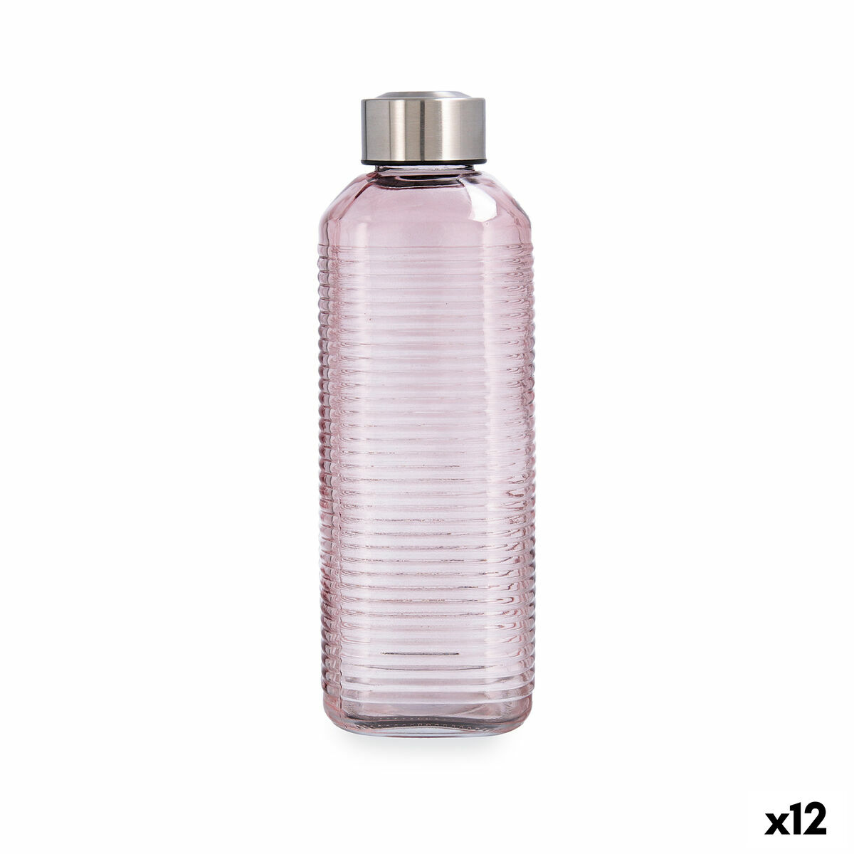 Water bottle Quid Velvet Pink Glass 1 L (12 Units)