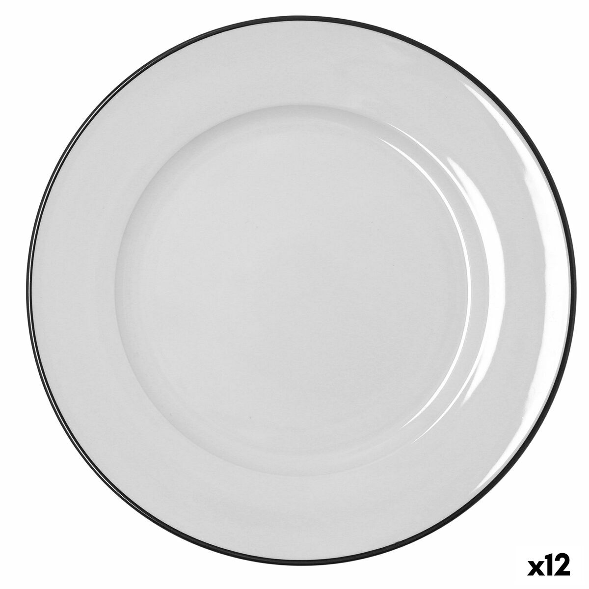Flat Plate Bidasoa Glacial Filo White Ceramic  30 cm (12 Units)