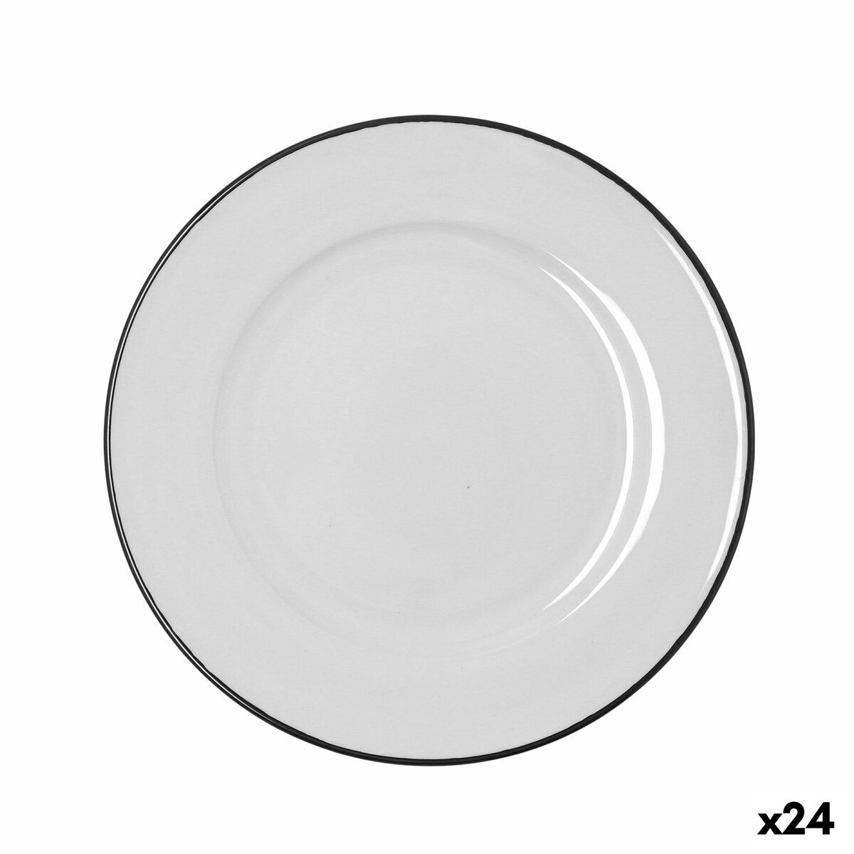Flat Plate Bidasoa Glacial Filo White Ceramic  25 cm (24 Units)