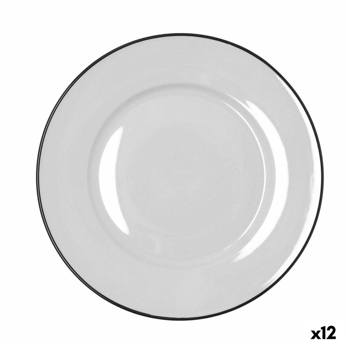 Flat Plate Bidasoa Glacial Filo White Ceramic  27 cm (12 Units)