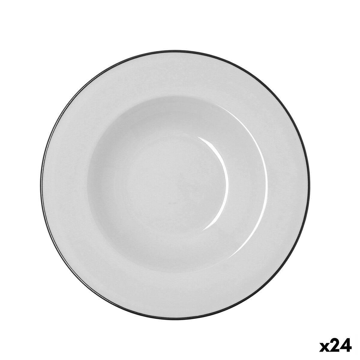 Deep Plate Bidasoa Glacial Filo White Ceramic  23,5 cm (24 Units)