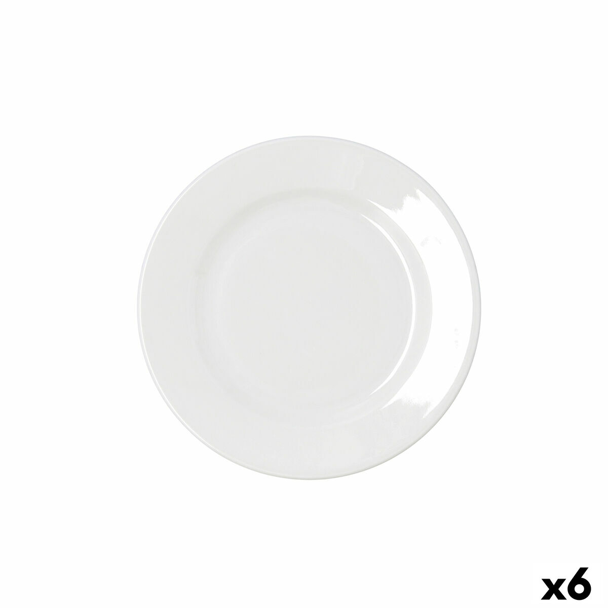 Flat Plate Bidasoa Serenity Hydrozero White Ceramic  21 cm (6 Units)