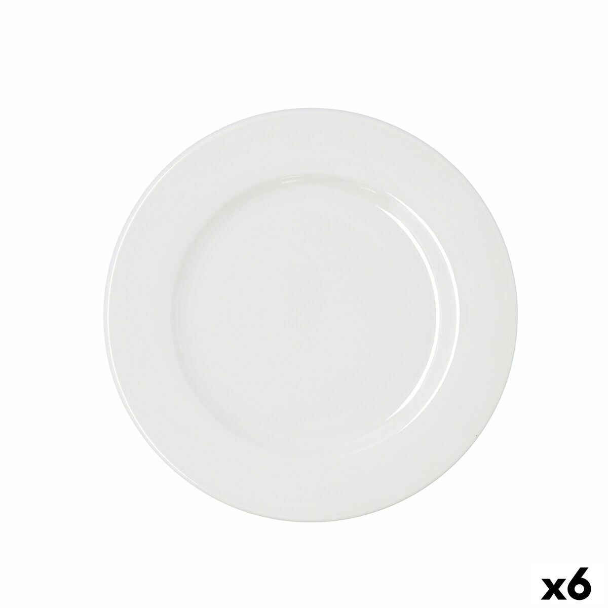 Flat Plate Bidasoa Serenity Hydrozero White Ceramic  25 cm (6 Units)