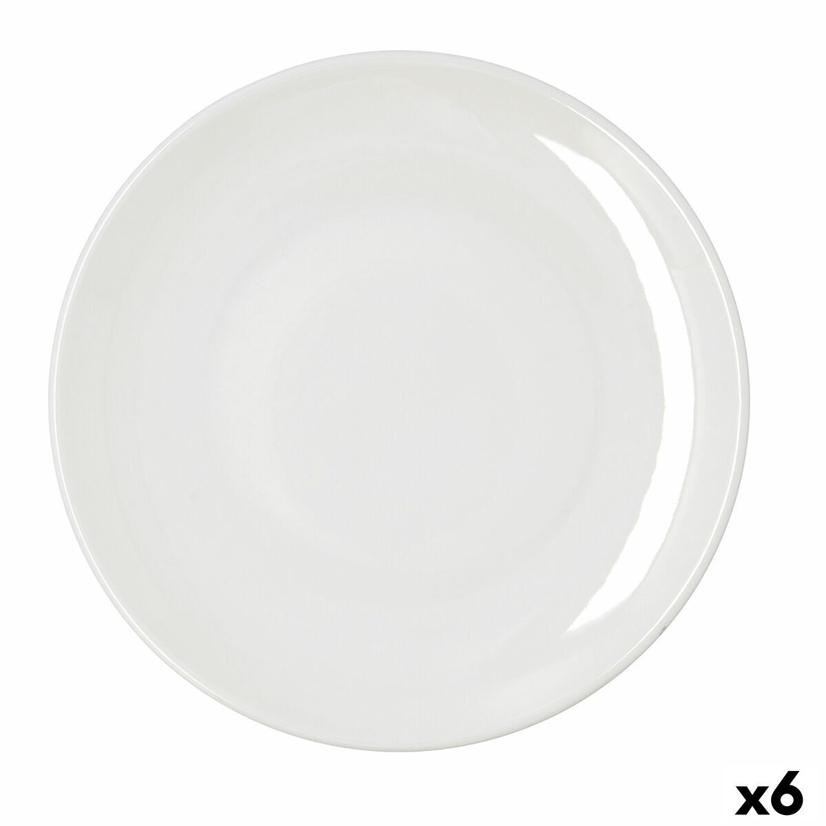 Flat Plate Bidasoa Harmony Hydrozero White Ceramic  30 cm (6 Units)
