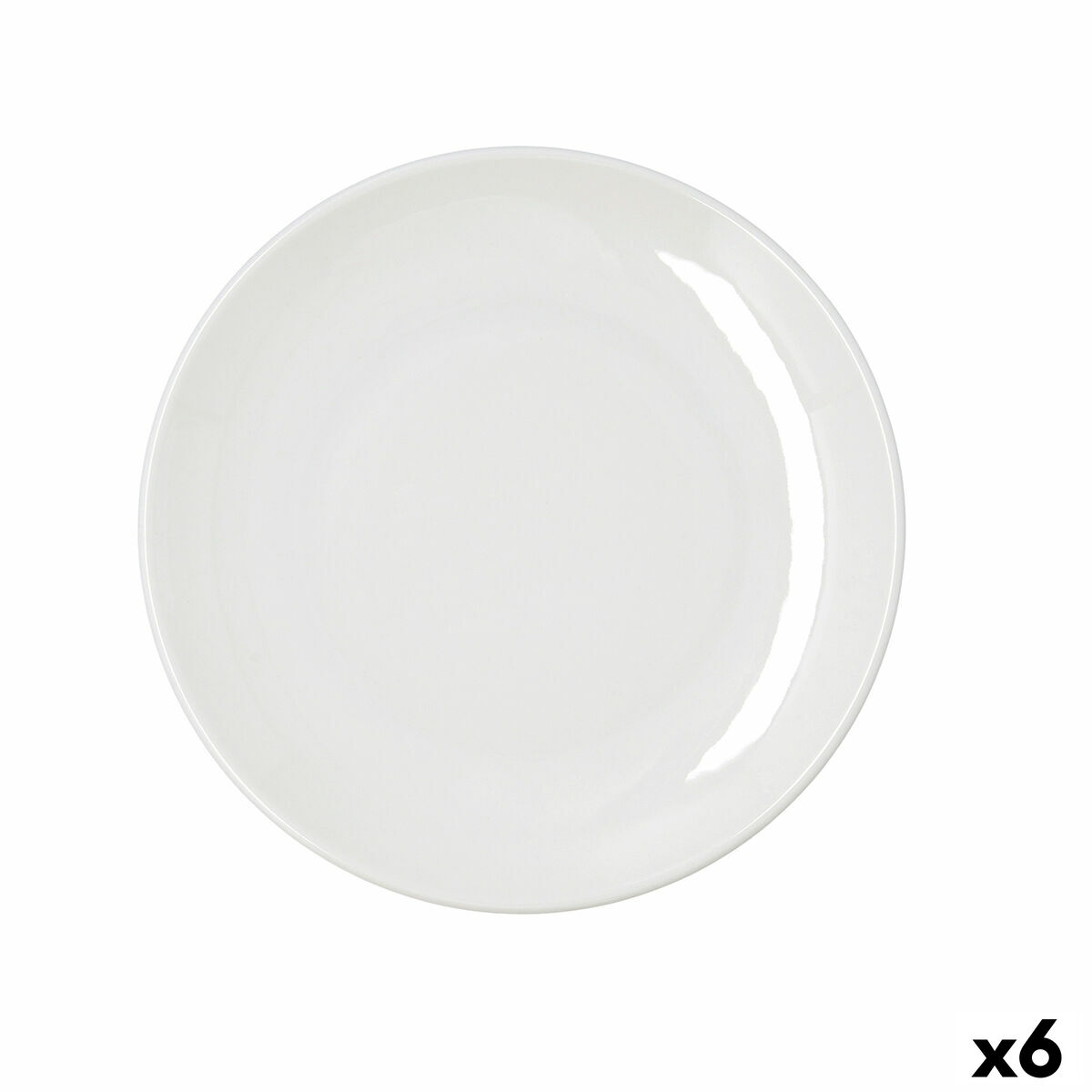 Flat Plate Bidasoa Harmony Hydrozero White Ceramic  25 cm (6 Units)