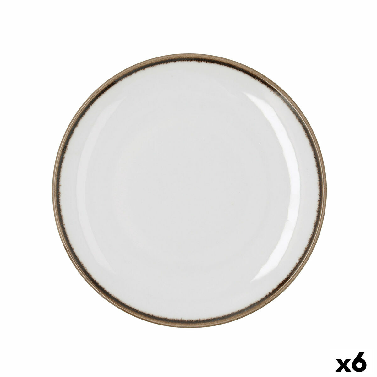 Flat Plate Bidasoa Orion Hydrozero White Ceramic  25 cm (6 Units)