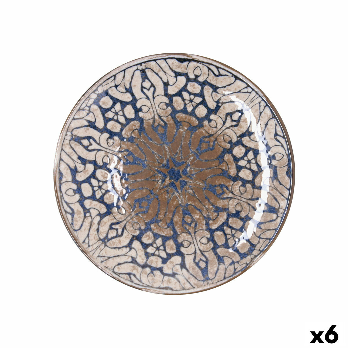 Flat Plate Bidasoa Deneb Hydrozero Brown Ceramic  25 cm (6 Units)