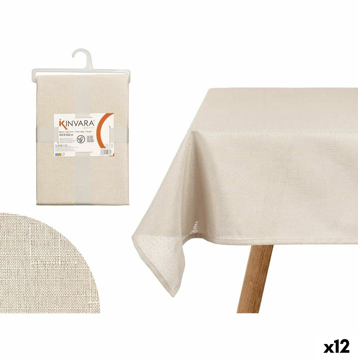 Tablecloth Kinvara Cream 140 x 240 cm (12 Units)